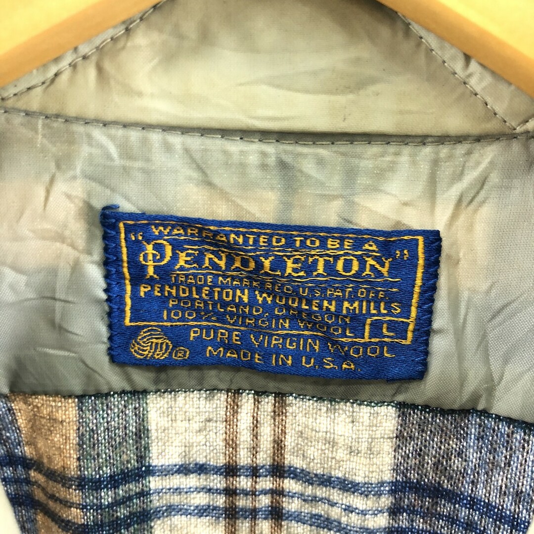 PENDLETON(ペンドルトン)の古着 70年代 ペンドルトン PENDLETON チェック柄 長袖 ウールシャツ USA製 メンズL ヴィンテージ /eaa385323 メンズのトップス(シャツ)の商品写真