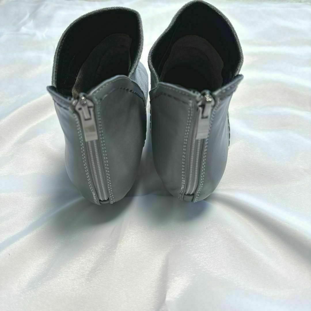 ブーツ ブーティー ショートブーツ ポインテッドドゥ グレー ローヒール レディースの靴/シューズ(ブーティ)の商品写真