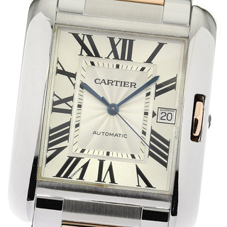 カルティエ(Cartier)のカルティエ CARTIER W5310006 タンクアングレースXL デイト コンビ 自動巻き メンズ 良品 _792329(腕時計(アナログ))
