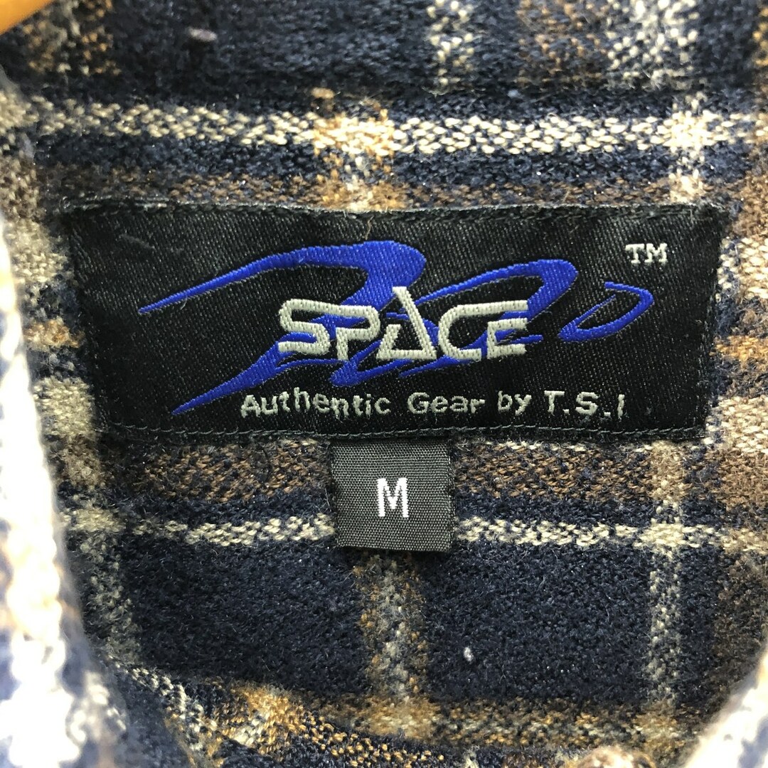 古着 SPACE 長袖 ボタンダウン ヘビーネルチェックシャツ M /eaa384547 メンズのトップス(シャツ)の商品写真