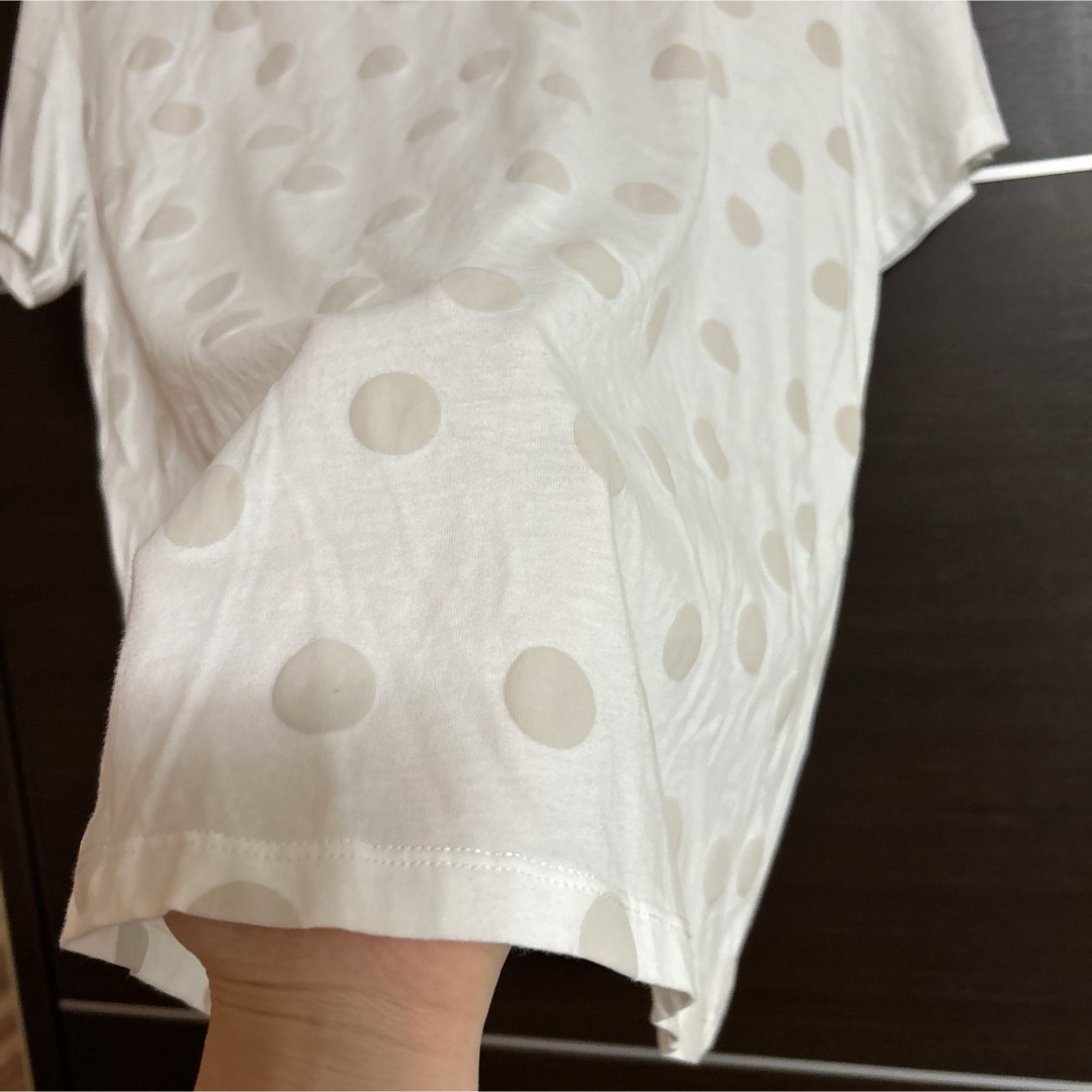 ZARA(ザラ)のGW価格！ZARA Tシャツ　白　ドット　ベージュ　可愛い レディースのトップス(Tシャツ(半袖/袖なし))の商品写真