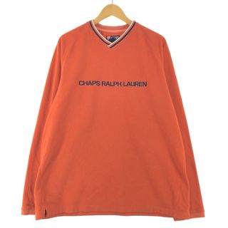 ラルフローレン(Ralph Lauren)の古着 90年代 ラルフローレン Ralph Lauren CHAPS チャップス Vネック フリースプルオーバー メンズXL ヴィンテージ /eaa362519(その他)