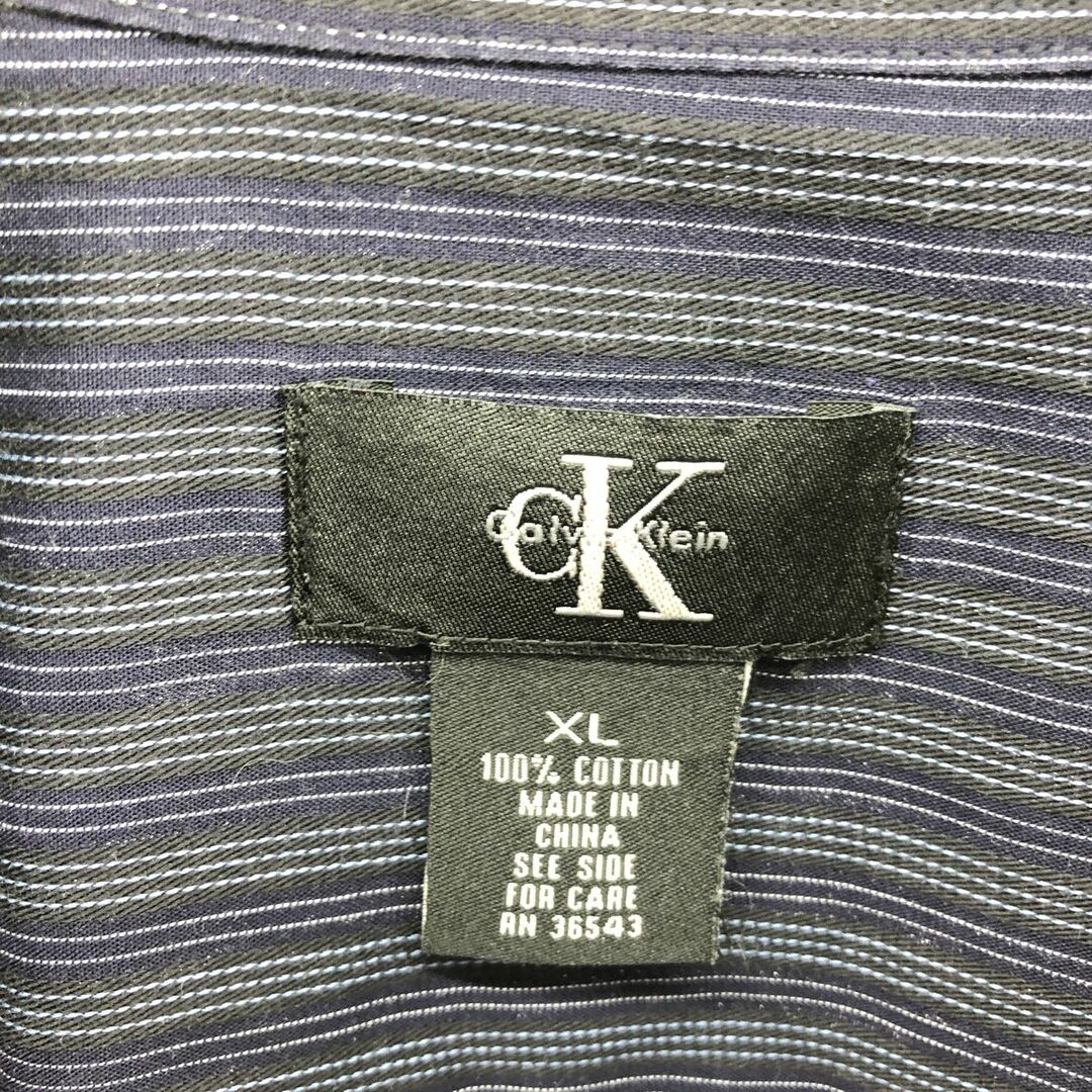 Calvin Klein(カルバンクライン)の古着 カルバンクライン Calvin klein 長袖 コットンストライプシャツ メンズXL /eaa385601 メンズのトップス(シャツ)の商品写真