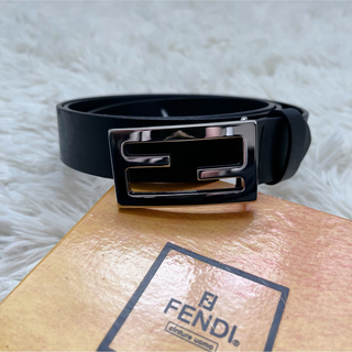 フェンディ(FENDI)の（未使用）FENDI  本革　レザーベルト  ブラック×シルバー　バックル(ベルト)