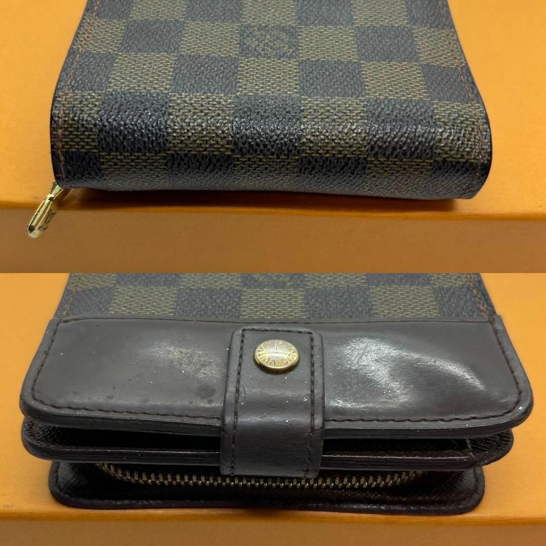 LOUIS VUITTON(ルイヴィトン)の【美品】ヴィトン 61668 二つ折り ユニセックス ダミエ コンパクト 茶 レディースのファッション小物(財布)の商品写真