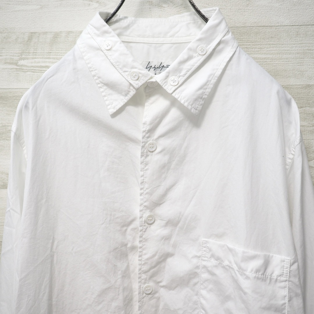 Yohji Yamamoto POUR HOMME(ヨウジヤマモトプールオム)のYOHJI YAMAMOTO 19AW 二重襟ボタンシャツ-White/2 メンズのトップス(シャツ)の商品写真