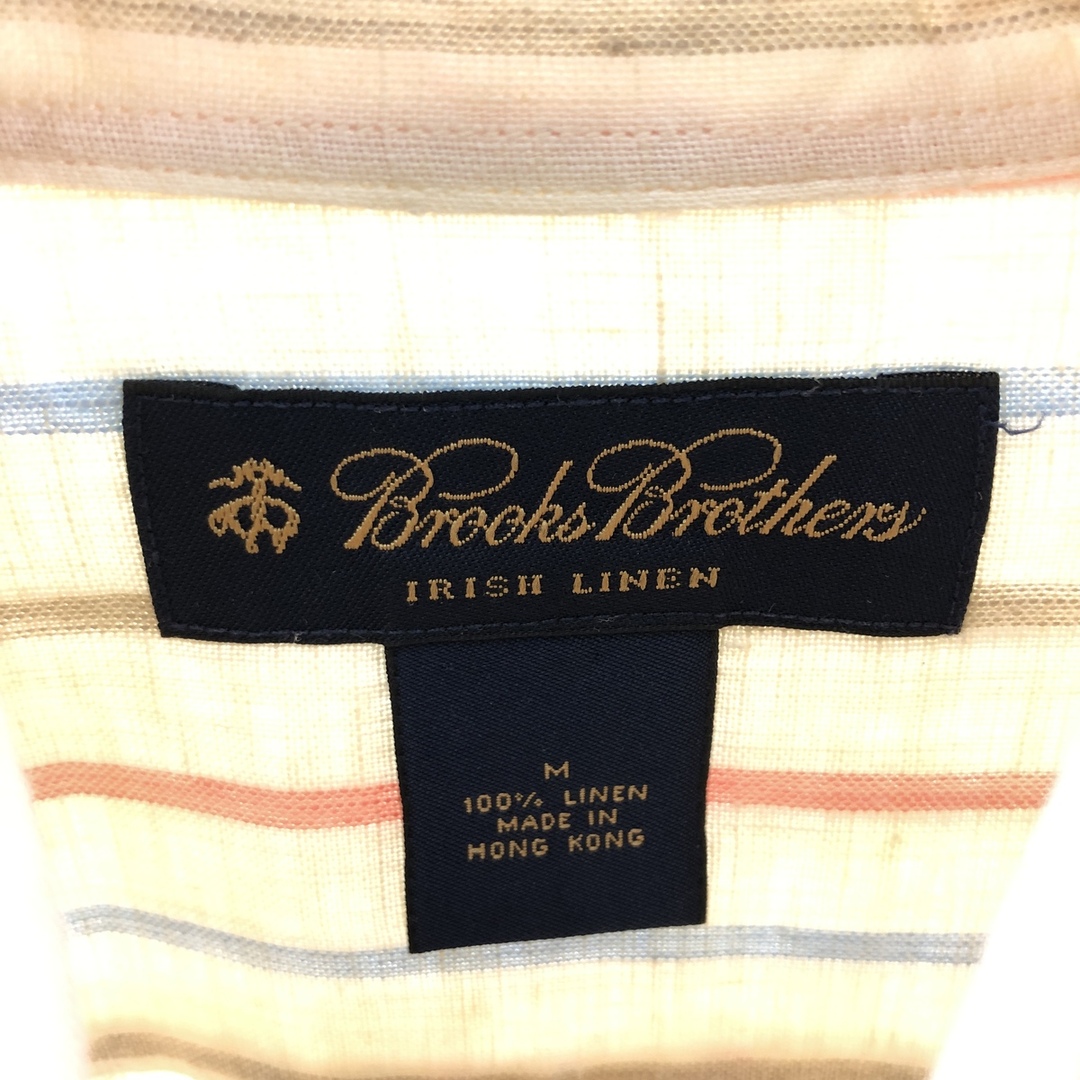 Brooks Brothers(ブルックスブラザース)の古着 ブルックスブラザーズ Brooks Brothers IRISH LINEN 長袖 リネン ボタンダウンストライプシャツ メンズM /eaa385340 メンズのトップス(シャツ)の商品写真