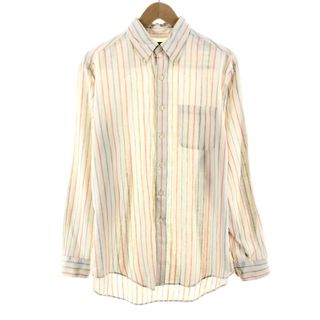 ブルックスブラザース(Brooks Brothers)の古着 ブルックスブラザーズ Brooks Brothers IRISH LINEN 長袖 リネン ボタンダウンストライプシャツ メンズM /eaa385340(シャツ)