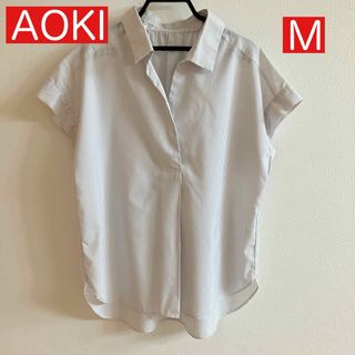 アオキ(AOKI)のAOKI アオキ　形状記憶　レディース　シャツ　半袖　ブラウス　M(シャツ/ブラウス(半袖/袖なし))