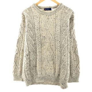 古着 British Wool naturally カラーネップ フィッシャーマン アランニットセーター 英国製 メンズL /eaa344841(ニット/セーター)