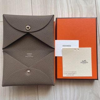 エルメス(Hermes)のカルヴィ　エトゥープ　シェーブル(名刺入れ/定期入れ)