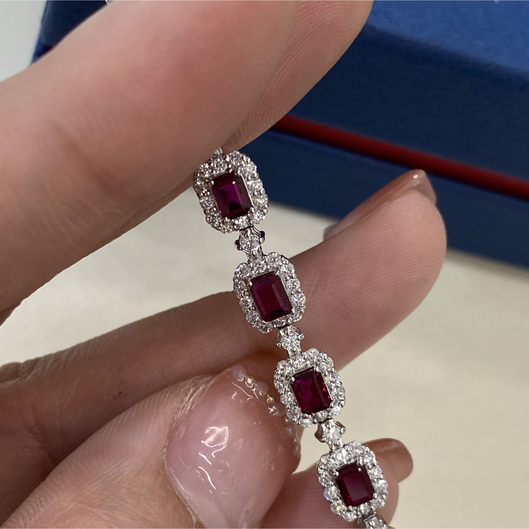 特価　PT 非加熱ルビー　計3.759ct ブレスレット　GIA 付き レディースのアクセサリー(ブレスレット/バングル)の商品写真