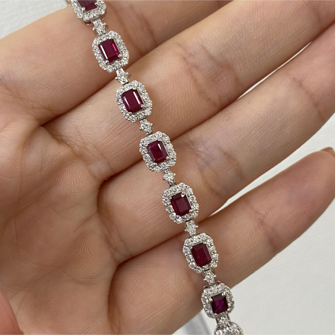 特価　PT 非加熱ルビー　計3.759ct ブレスレット　GIA 付き レディースのアクセサリー(ブレスレット/バングル)の商品写真