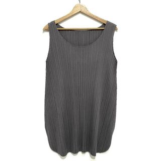 プリーツプリーズイッセイミヤケ(PLEATS PLEASE ISSEY MIYAKE)のPLEATS PLEASE(プリーツプリーズ) チュニック サイズ4 XL レディース美品  - グレー クルーネック/ノースリーブ/プリーツ(チュニック)