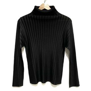 プリーツプリーズイッセイミヤケ(PLEATS PLEASE ISSEY MIYAKE)のPLEATS PLEASE(プリーツプリーズ) 長袖カットソー サイズ3 L レディース美品  - 黒 タートルネック/プリーツ(カットソー(長袖/七分))