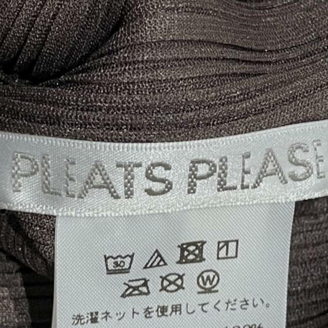 PLEATS PLEASE ISSEY MIYAKE(プリーツプリーズイッセイミヤケ)のPLEATS PLEASE(プリーツプリーズ) 半袖カットソー サイズ3 L レディース美品  - ダークブラウン クルーネック/プリーツ レディースのトップス(カットソー(半袖/袖なし))の商品写真