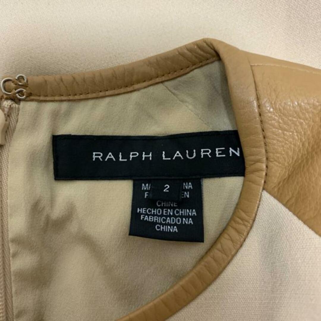 Ralph Lauren(ラルフローレン)のRalphLauren(ラルフローレン) ワンピース サイズ2 S レディース美品  - ベージュ×ライトブラウン クルーネック/ノースリーブ/ひざ丈 レディースのワンピース(その他)の商品写真