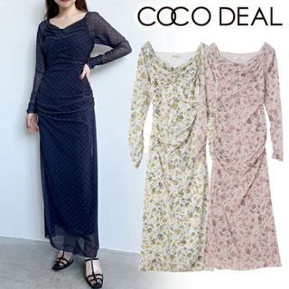 ココディール(COCO DEAL)のドット/チュールフラワーギャザーワンピース　cocodeal(ロングワンピース/マキシワンピース)