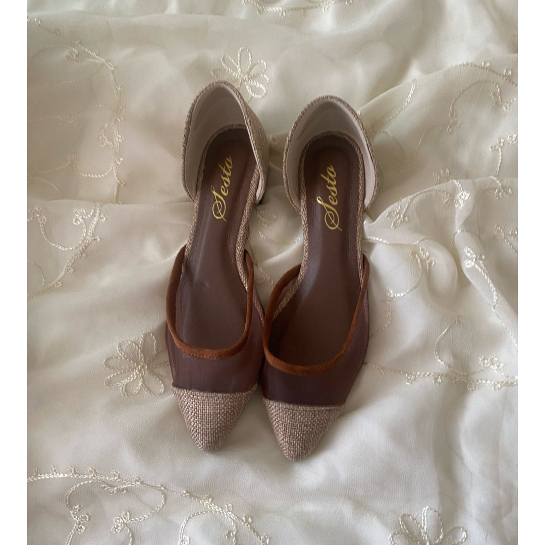 新品アンティーク風ブラウンメッシュシースルーパンプス レディースの靴/シューズ(サンダル)の商品写真