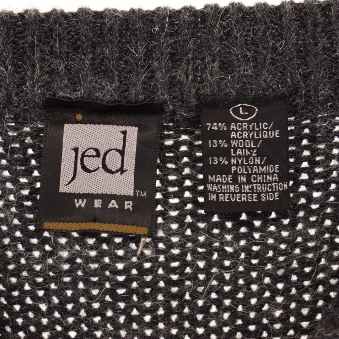 古着 jed WEAR 総柄 アクリルニットセーター メンズL /eaa353784 メンズのトップス(ニット/セーター)の商品写真