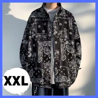 【大人気】メンズ シャツ 長袖 ストリート カジュアル ペイズリー XXL(シャツ)