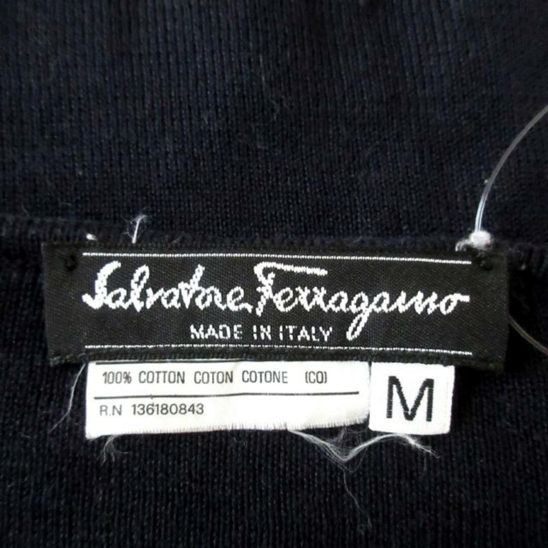 Salvatore Ferragamo(サルヴァトーレフェラガモ)のSalvatoreFerragamo(サルバトーレフェラガモ) 半袖カットソー サイズM レディース - ダークネイビー Vネック/ニット レディースのトップス(カットソー(半袖/袖なし))の商品写真