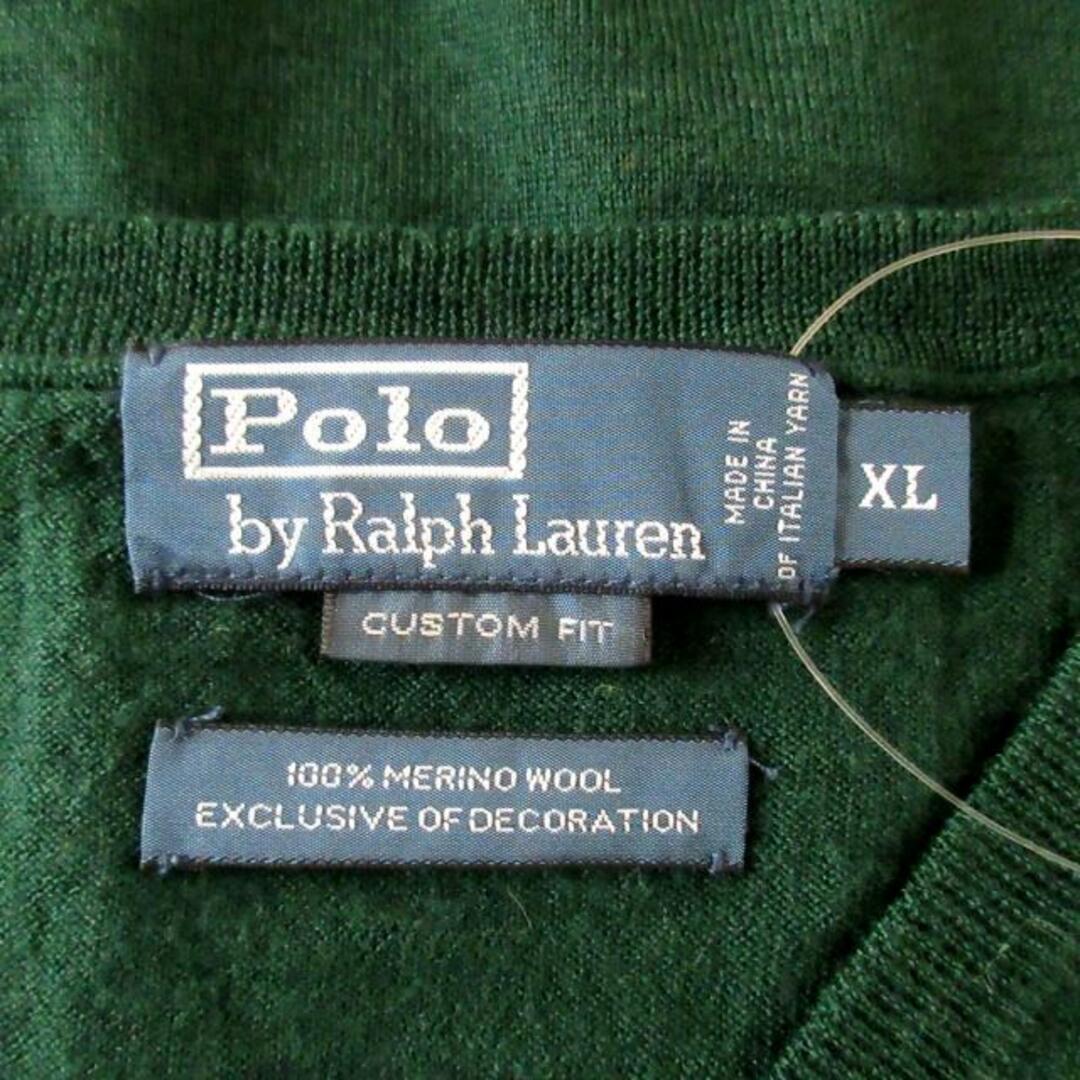 POLO RALPH LAUREN(ポロラルフローレン)のPOLObyRalphLauren(ポロラルフローレン) 長袖セーター サイズXL メンズ - ダークグリーン Vネック メンズのトップス(ニット/セーター)の商品写真