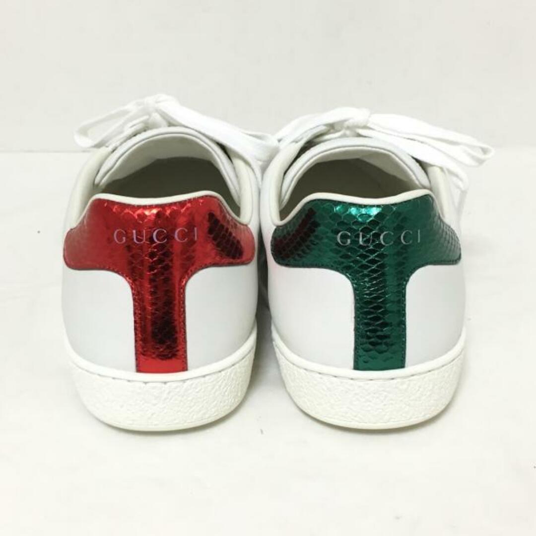 Gucci(グッチ)のGUCCI(グッチ) スニーカー 6 1/2 メンズ美品  エース DIY 459654 白×ダークグリーン×レッド シェリー(ウェブ)/イニシャルししゅう レザー×ナイロンジャガード メンズの靴/シューズ(スニーカー)の商品写真