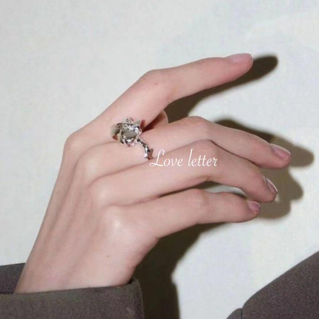 No.953 シルバーハートトゲトゲリング 指輪 韓国 地雷パンク 病みかわ レディースのアクセサリー(リング(指輪))の商品写真