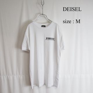 ディーゼル(DIESEL)のDEISEL バーコード プリント デザイン Tシャツ 半袖 白T カットソー(Tシャツ/カットソー(半袖/袖なし))