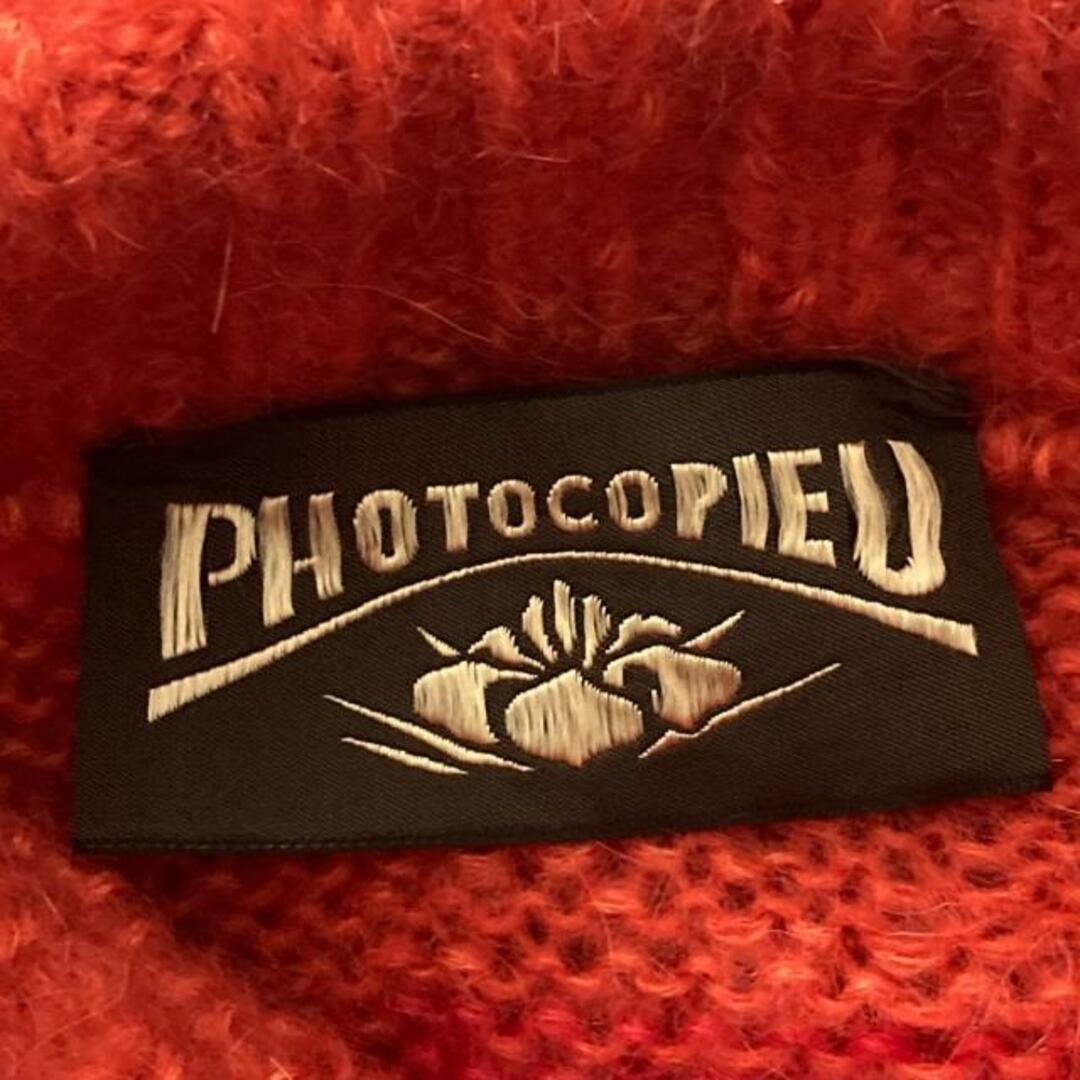 PHOTOCOPIEU(フォトコピュー) 半袖セーター レディース - レッド×オレンジ ハイネック/ボーダー レディースのトップス(ニット/セーター)の商品写真