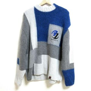 ADERerror(アーダーエラー) 長袖セーター サイズS-M メンズ美品  - ブルー×グレー×マルチ クルーネック/ZARAコラボ(ニット/セーター)