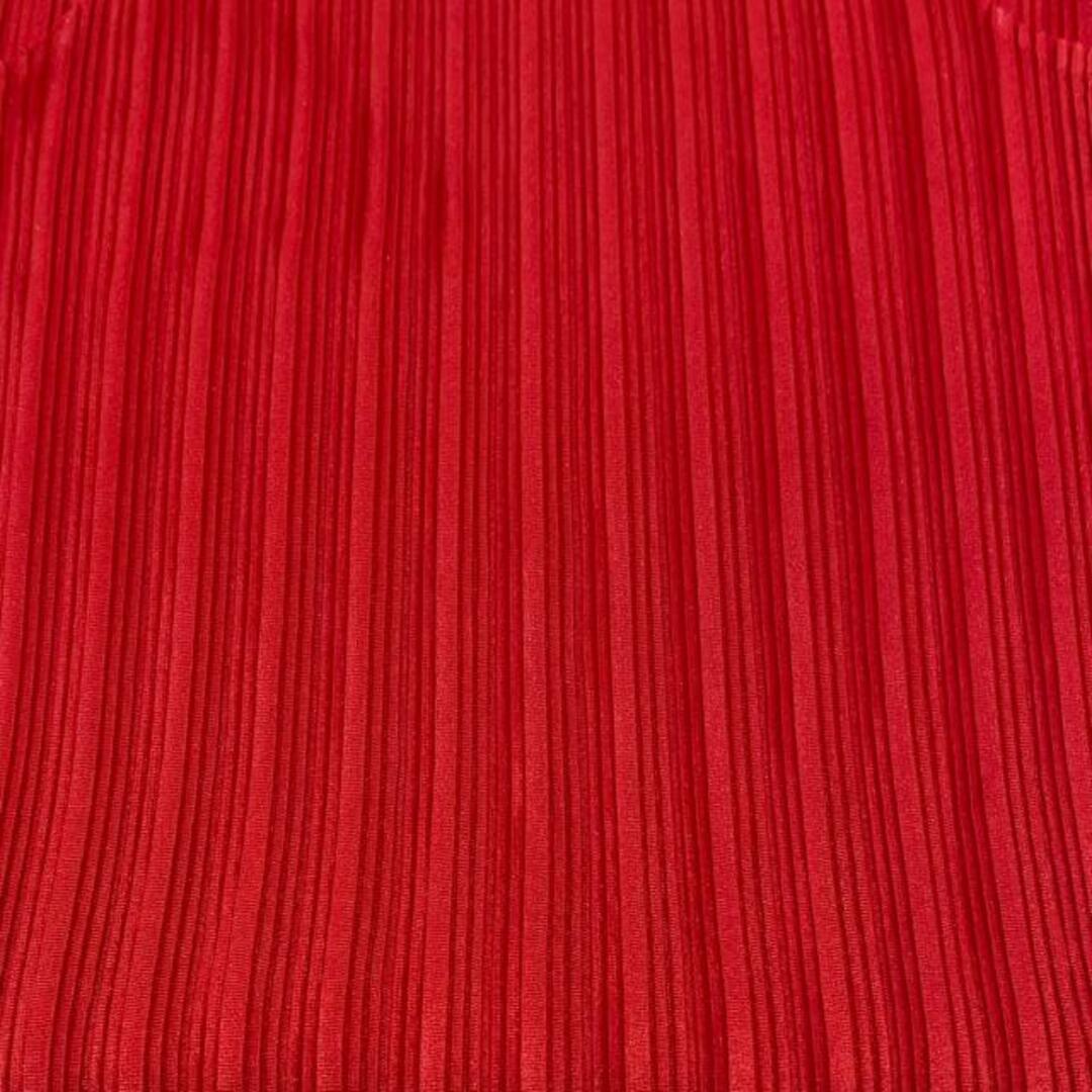 PLEATS PLEASE ISSEY MIYAKE(プリーツプリーズイッセイミヤケ)のPLEATS PLEASE(プリーツプリーズ) 長袖カットソー サイズ3 L レディース美品  - レッド タートルネック/プリーツ レディースのトップス(カットソー(長袖/七分))の商品写真