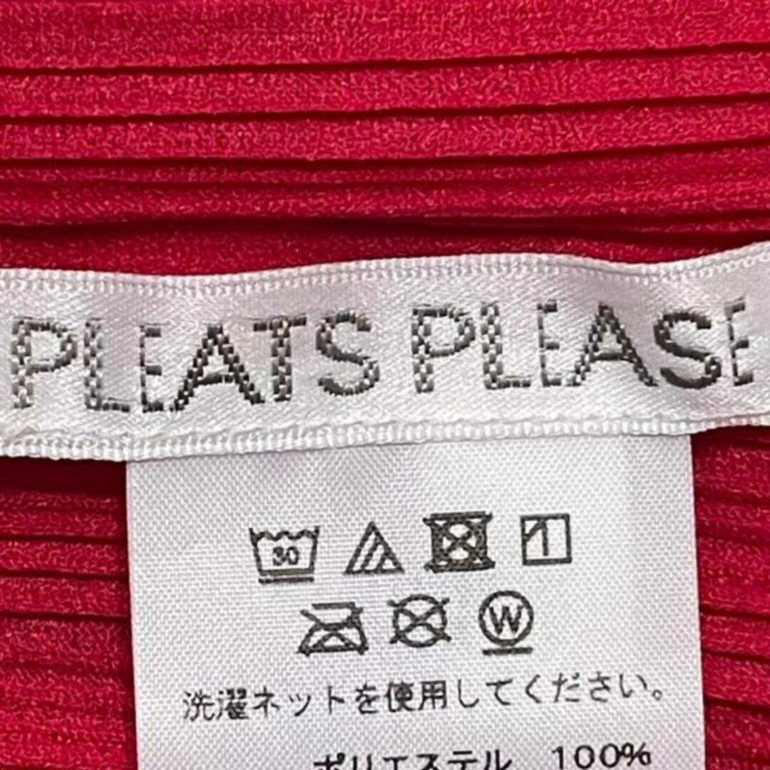 PLEATS PLEASE ISSEY MIYAKE(プリーツプリーズイッセイミヤケ)のPLEATS PLEASE(プリーツプリーズ) 長袖カットソー サイズ3 L レディース美品  - レッド クルーネック/プリーツ レディースのトップス(カットソー(長袖/七分))の商品写真