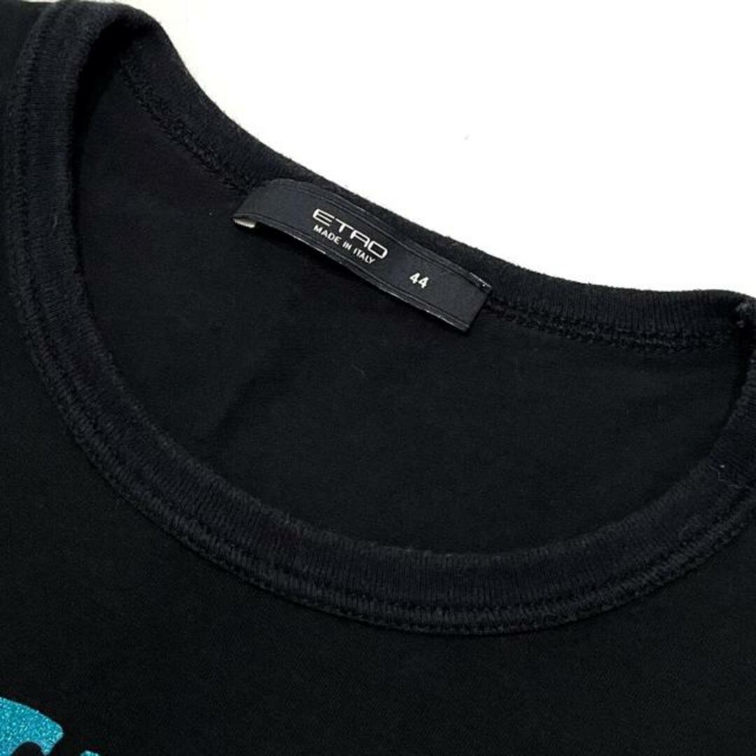 ETRO(エトロ)のETRO(エトロ) 半袖Tシャツ サイズ44 L レディース - 黒×ライトブルー クルーネック/ラメ レディースのトップス(Tシャツ(半袖/袖なし))の商品写真
