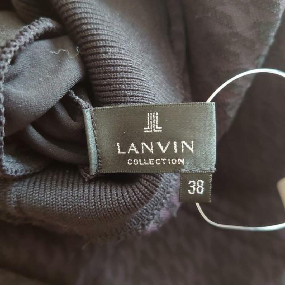 LANVIN COLLECTION(ランバンコレクション)のLANVIN COLLECTION(ランバンコレクション) ワンピース サイズ38 M レディース美品  - 黒 クルーネック/半袖/ロング/ニット/千鳥格子柄 ポリエステル、ポリウレタン レディースのワンピース(その他)の商品写真