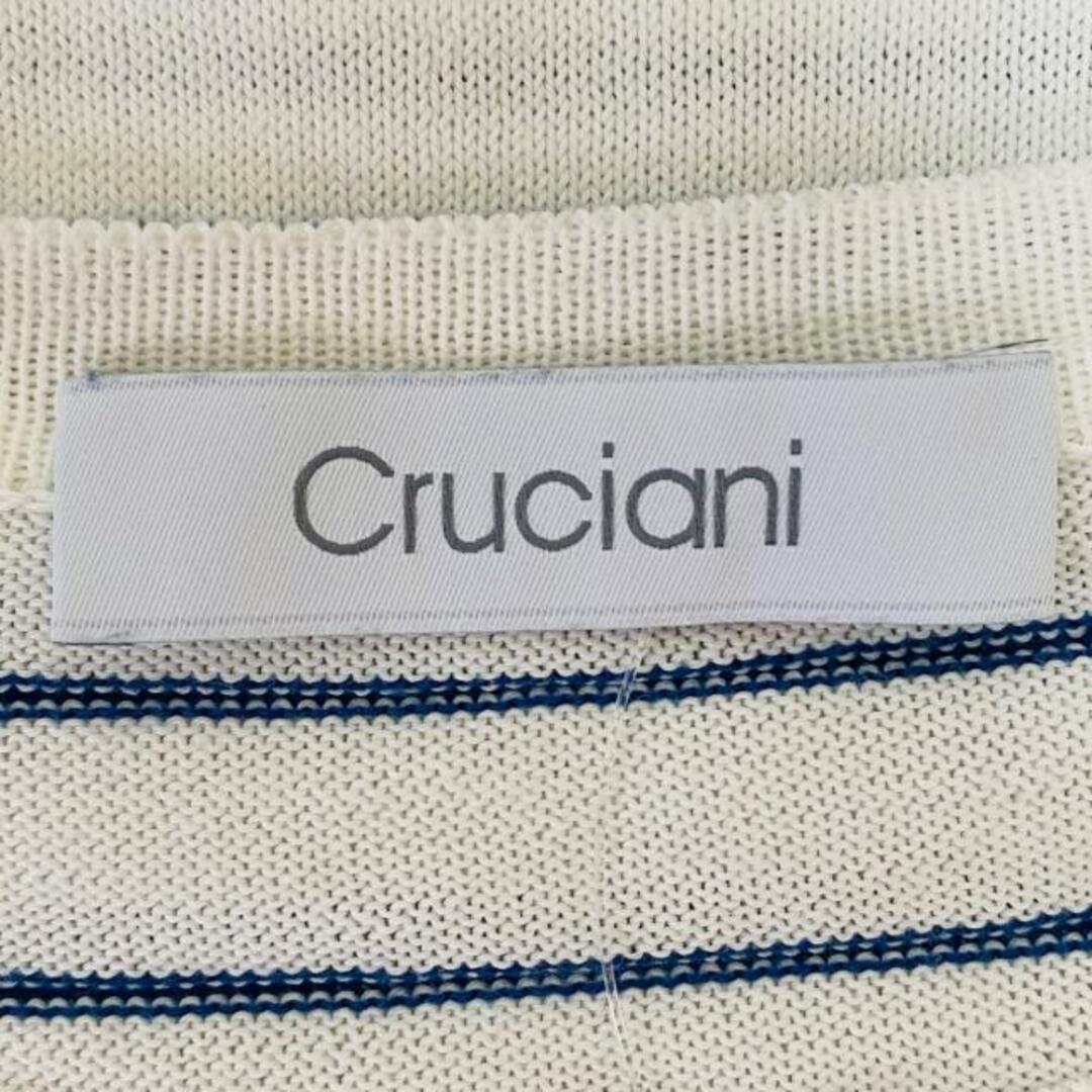 Cruciani(クルチアーニ)のCruciani(クルチアーニ) 長袖セーター サイズ48 XL メンズ - 白×ブルー クルーネック/ボーダー メンズのトップス(ニット/セーター)の商品写真