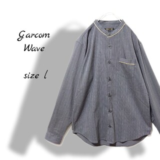 ギャルソンウェーブ(Garcon Wave)のシャツ　メンズ　長袖　ストライプ　ノーカラー　L Garcon Wave(シャツ)