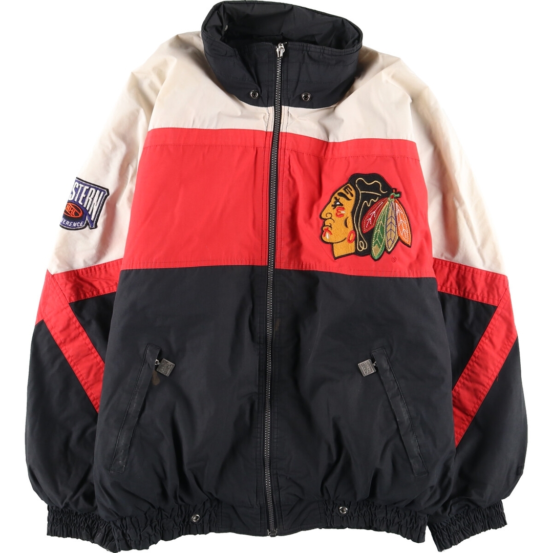 古着 NUTMEG NHL CHICAGO BLACKHAWKS シカゴブラックホークス バック刺繍 中綿ジャケット パファージャケット メンズXL ヴィンテージ /eaa393741 メンズのジャケット/アウター(ダウンジャケット)の商品写真