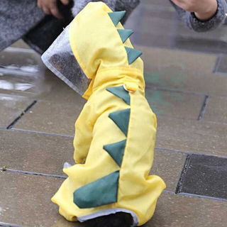 Mサイズ 恐竜 小型 中型 犬用 レインコート イエロー 黄色 雨対策  (犬)