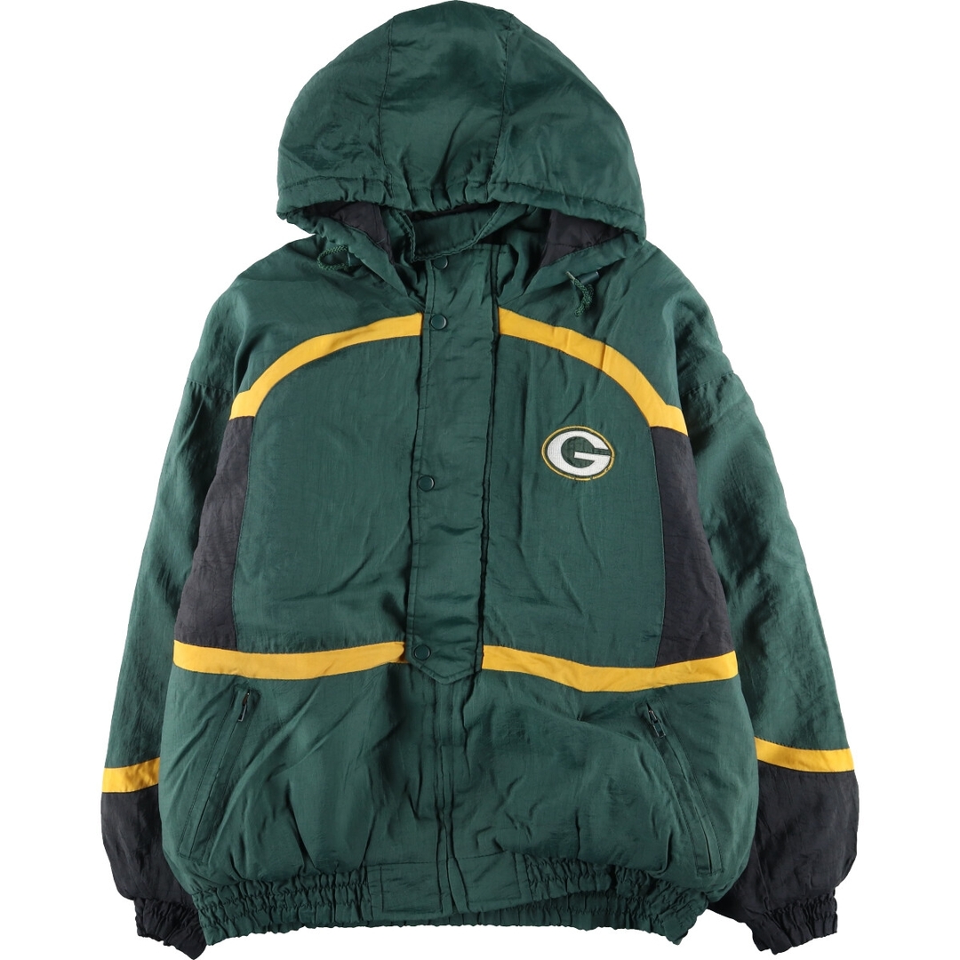 古着 LOGO 7 NFL GREEN BAY PACKERS グリーンベイパッカーズ バック刺繍 中綿パーカー パファージャケット メンズXL /eaa394013 メンズのジャケット/アウター(ダウンジャケット)の商品写真
