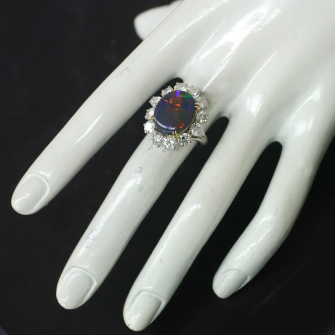 Pt900/K18YG ブラックオパール ダイヤモンド リング 6.45ct D3.39ct レディースのアクセサリー(リング(指輪))の商品写真