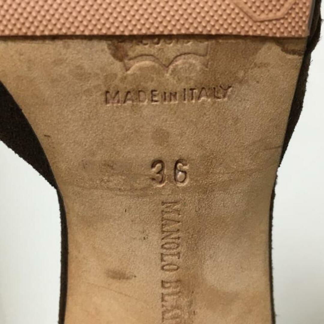 MANOLO BLAHNIK(マノロブラニク)のMANOLO BLAHNIK(マノロブラニク) パンプス 36 レディース - ダークブラウン アウトソール張替済 スエード レディースの靴/シューズ(ハイヒール/パンプス)の商品写真