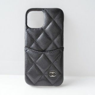 シャネル(CHANEL)のCHANEL(シャネル) 携帯電話ケース マトラッセ 黒 スマートフォンケース/対応機種不明/ゴールド金具 キャビアスキン(モバイルケース/カバー)