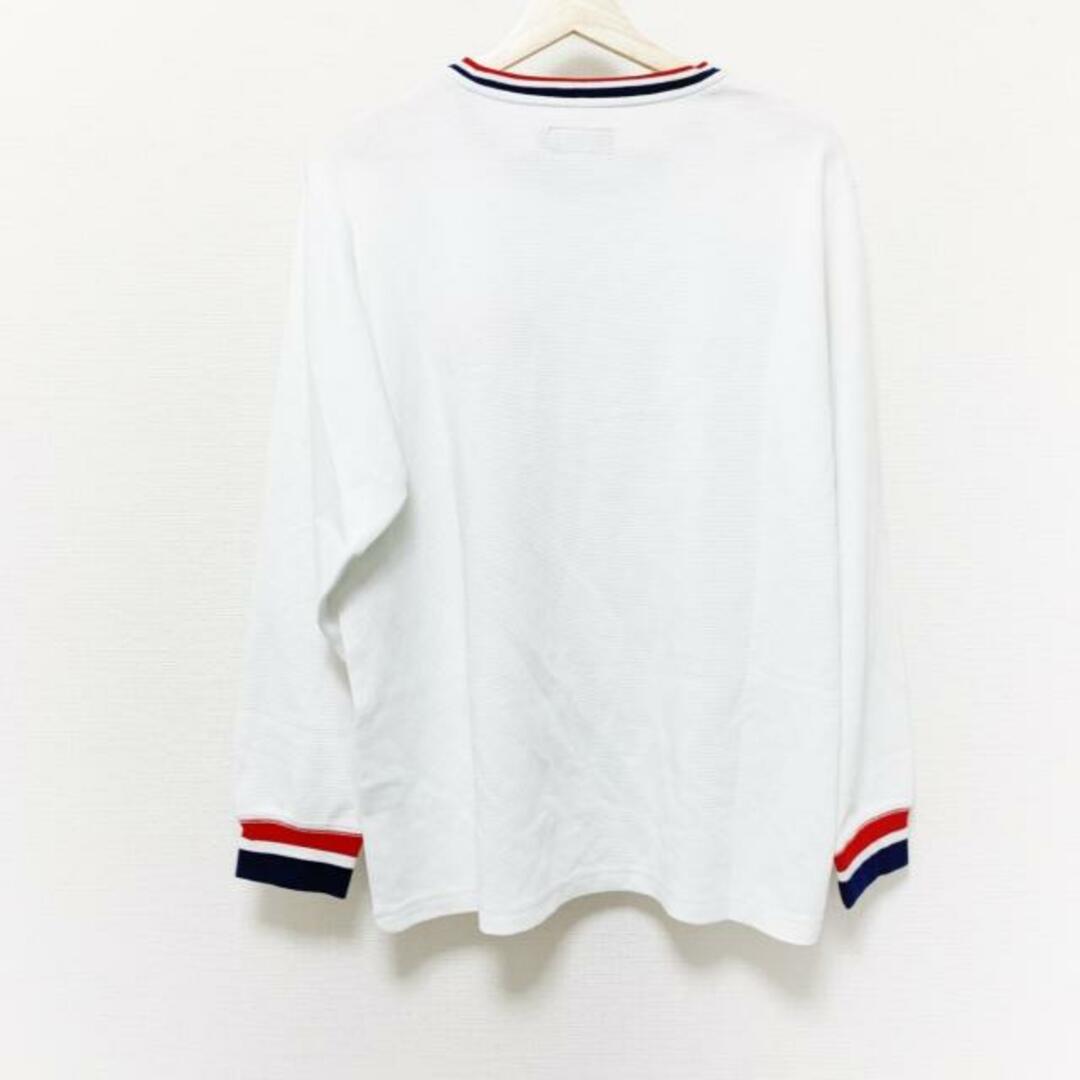 POLO RALPH LAUREN(ポロラルフローレン)のPOLObyRalphLauren(ポロラルフローレン) 長袖カットソー サイズLL メンズ美品  - 白×ダークネイビー×レッド メンズのトップス(Tシャツ/カットソー(七分/長袖))の商品写真