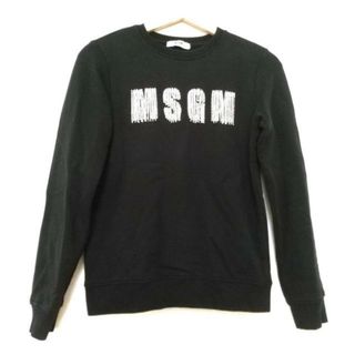 エムエスジイエム(MSGM)のMSGM(エムエスジィエム) トレーナー サイズ12 L レディース - 黒 長袖/ラインストーン 綿(トレーナー/スウェット)