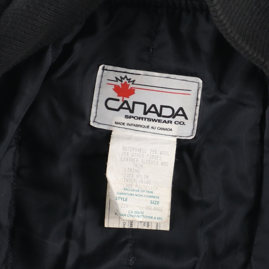 古着 80年代~90年代 CANADA SPORTSWEAR CO 袖革レザー ウールジャケット カナダ製 メンズXXL ヴィンテージ /evb002861 メンズのジャケット/アウター(その他)の商品写真