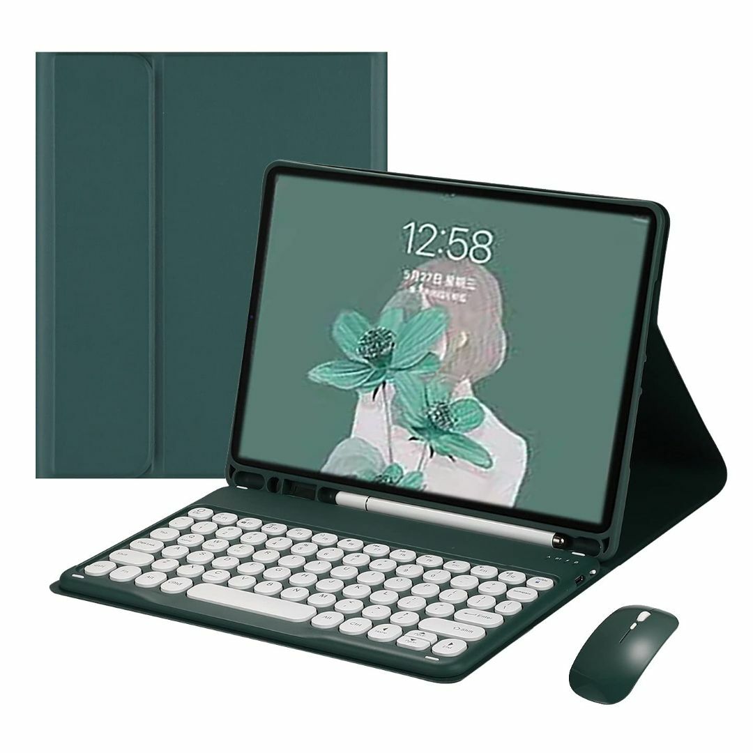 【色: 深緑】iPad Pro 12.9 第 6/5/4/3世代 キーボードケー スマホ/家電/カメラのPC/タブレット(タブレット)の商品写真