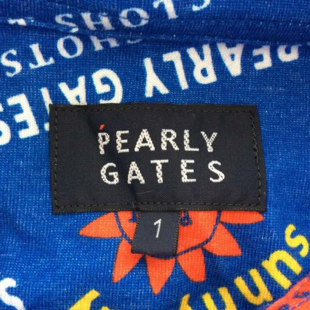 PEARLY GATES(パーリーゲイツ)のPEARLY GATES(パーリーゲイツ) 半袖ポロシャツ サイズ1 S レディース - ブルー×レッド×マルチ レディースのトップス(ポロシャツ)の商品写真