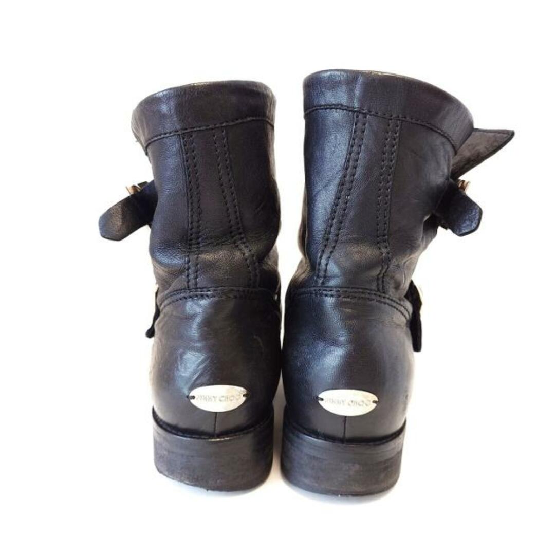 JIMMY CHOO(ジミーチュウ)のJIMMY CHOO(ジミーチュウ) ショートブーツ 38 レディース - 黒 レザー レディースの靴/シューズ(ブーツ)の商品写真